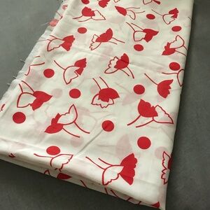 Vintage Floral Red and White Cotton Fabric